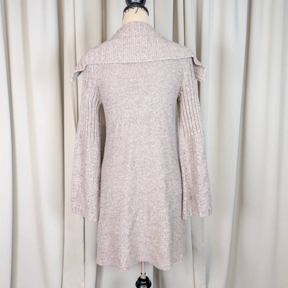 Y2K Cable Knit Cardigan Sweater Coat by It's Our Time Beige Medium - Image 13