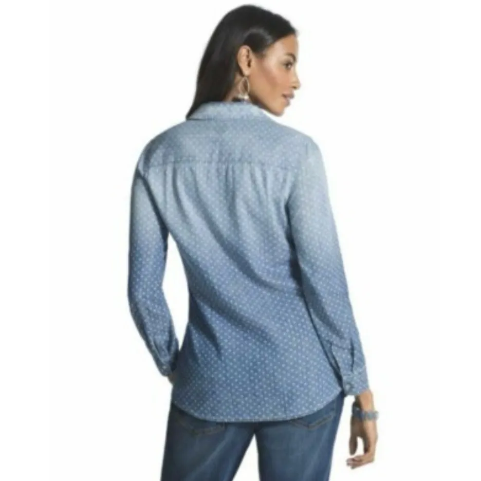 Chicos Ombré fade polka dot Chambray button down - Image 2