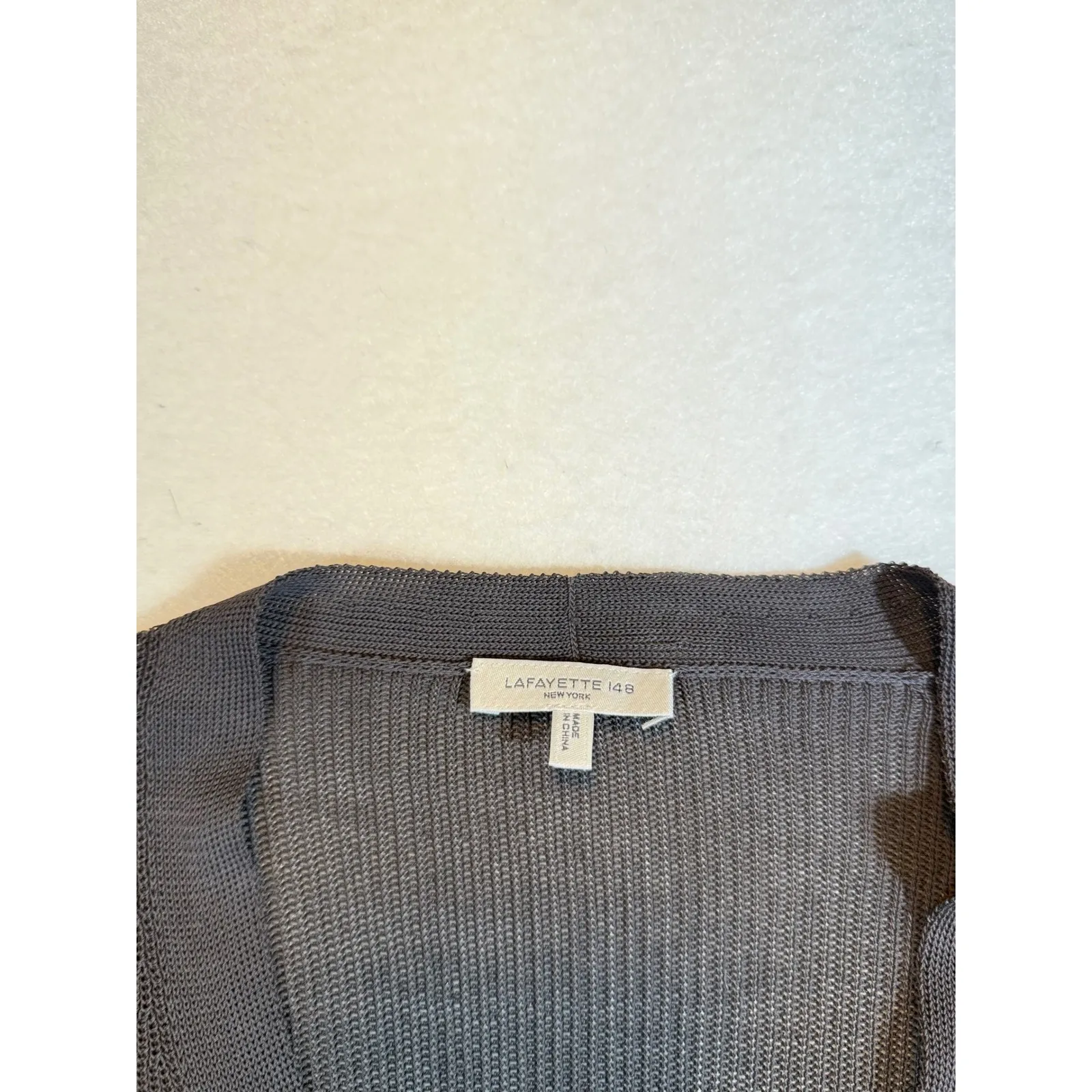 Lafayette 148 New York Black Knit Long Sleeve Button Down Duster Cardigan - Image 3