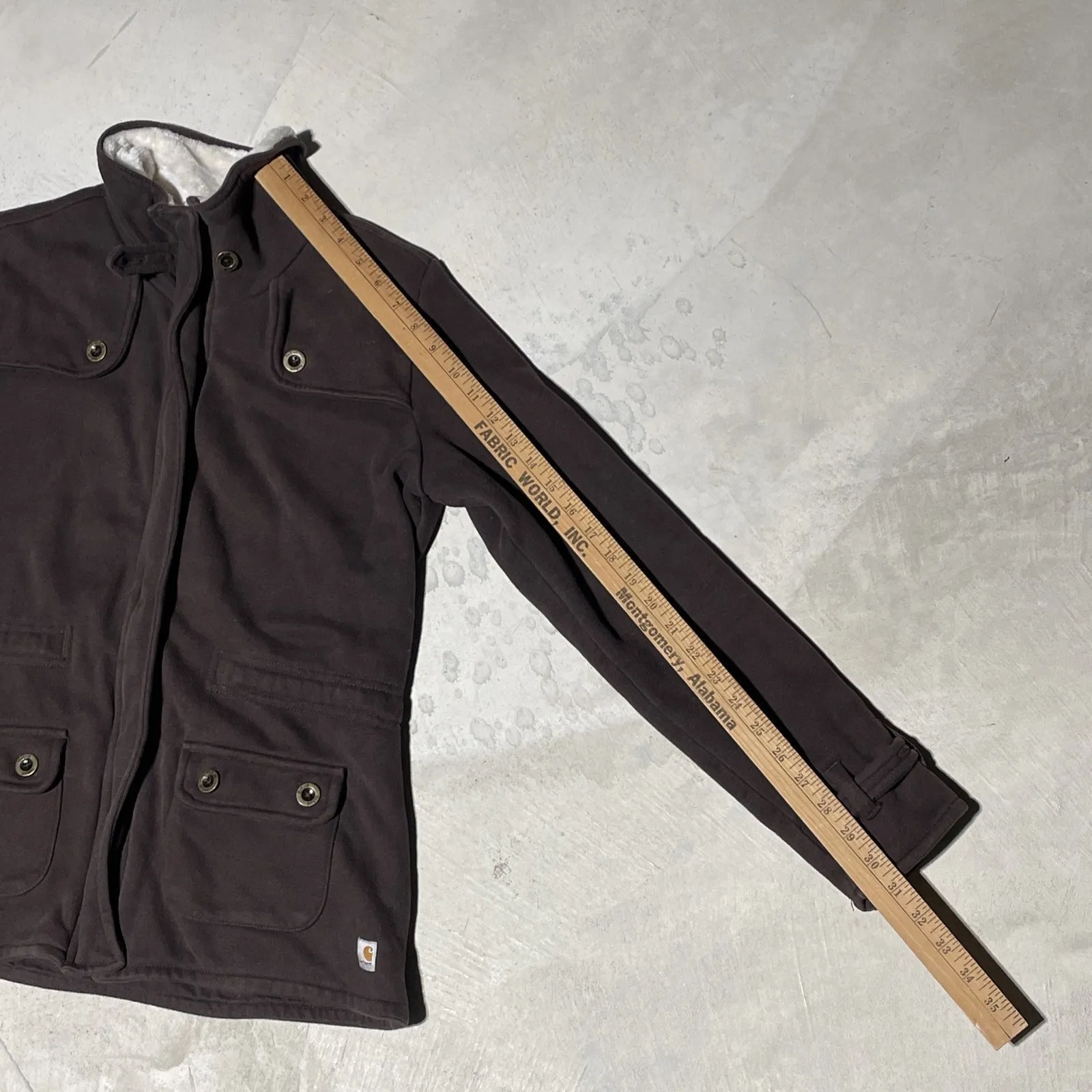 Carhartt Women's WK111 Sherpa Lined Collar Full Zip Jacket Brown SZ Large VTG - Image 8