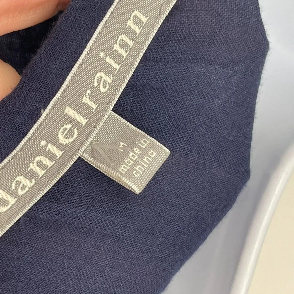 Daniel Rainn Embroidered Long Sleeve Semi Sheer Boho Tassel Top Blouse Blue - Image 6