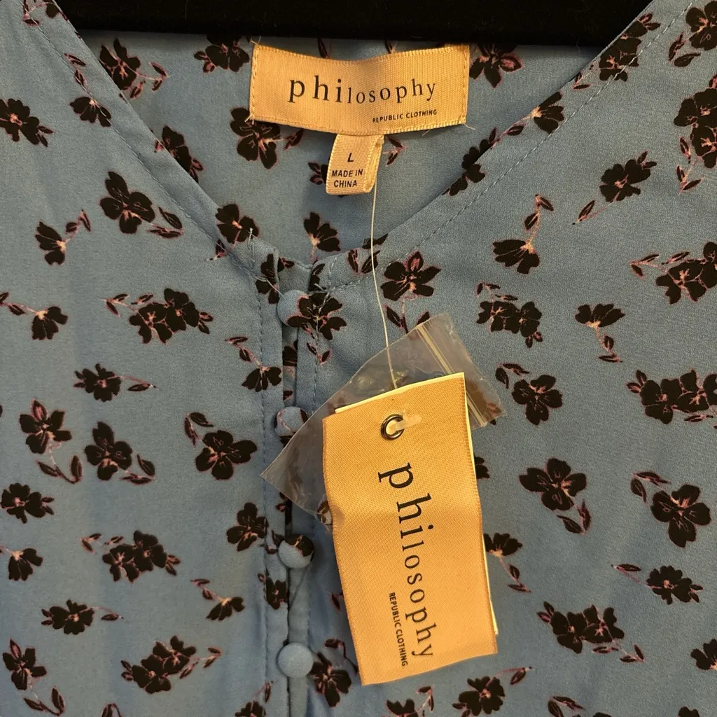 Philosophy Blue Floral Blouse - Image 4