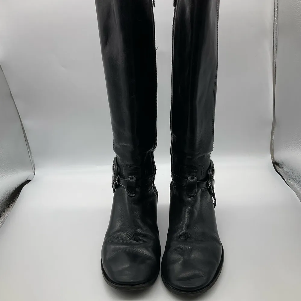 TORY BURCH BLACK LEATHER RIDING BOOTS 4423 - Image 2