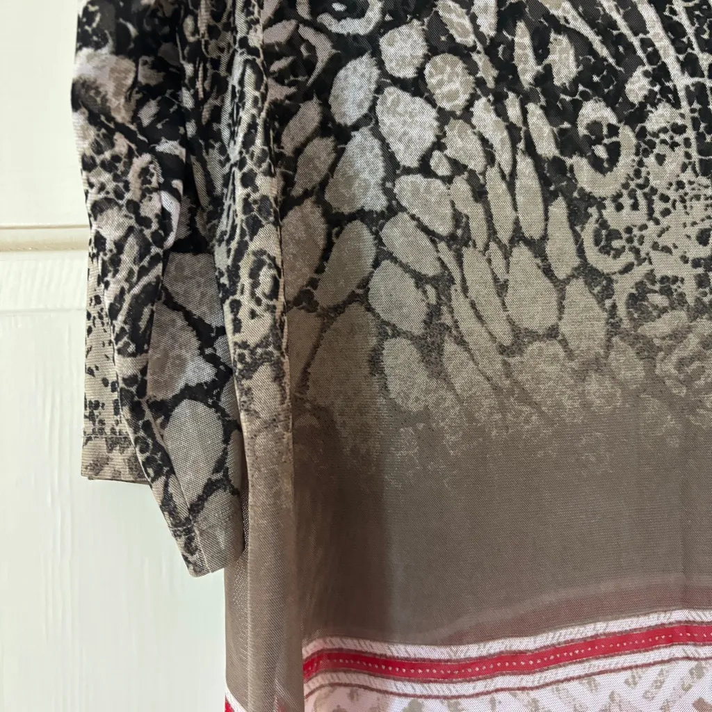 Chico's Size 3 Sheer Animal Print Western Blouse Leopard Top Shirt Chico Size XL - Image 12