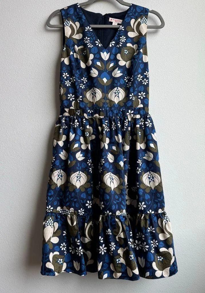 Brooks Brothers Red Fleece Preppy Blue Whimsical Floral Shift Dress Size 6 Small - Image 2