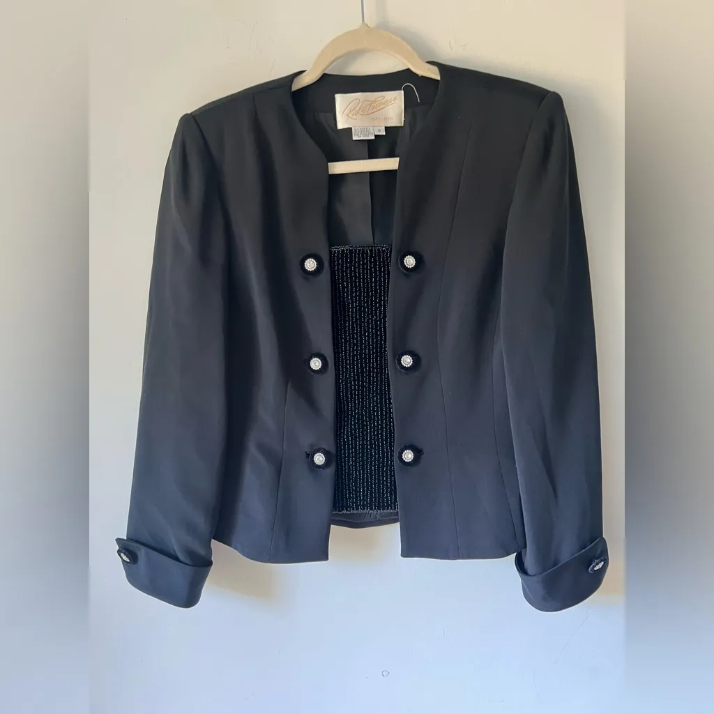 Rickie Freeman for T.J. Nites Vintage Silk Dress Black Size 8 - Image 5