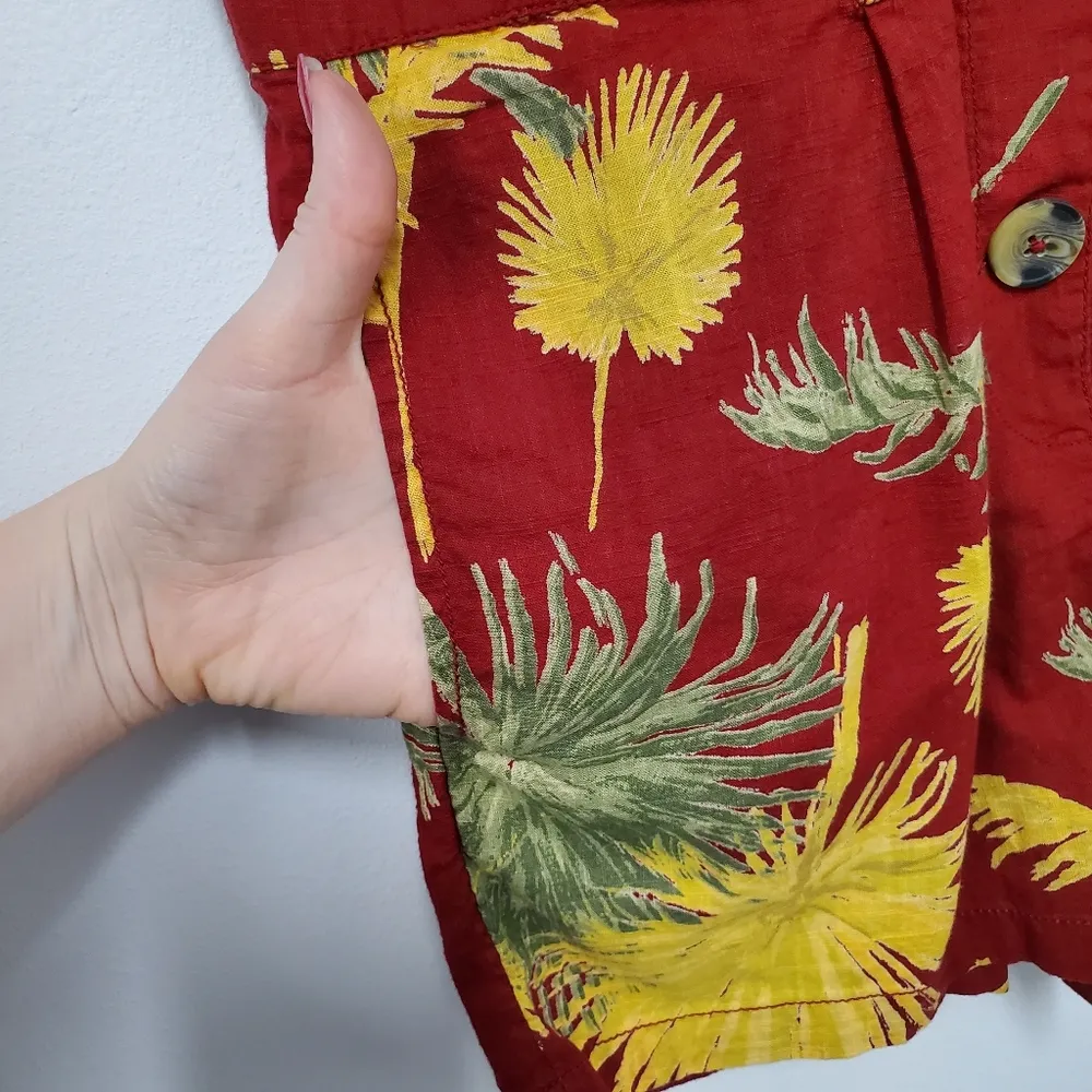 Free People Malibu Short Sleeve Romper XS Maroon Tropical Print Vacation Casual - Image 6