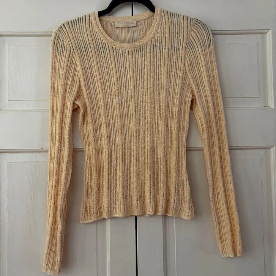 Ulla Johnson Lyana Pullover Cream Ivory Textured Rib Knit Sweater Top Size Large - Image 4