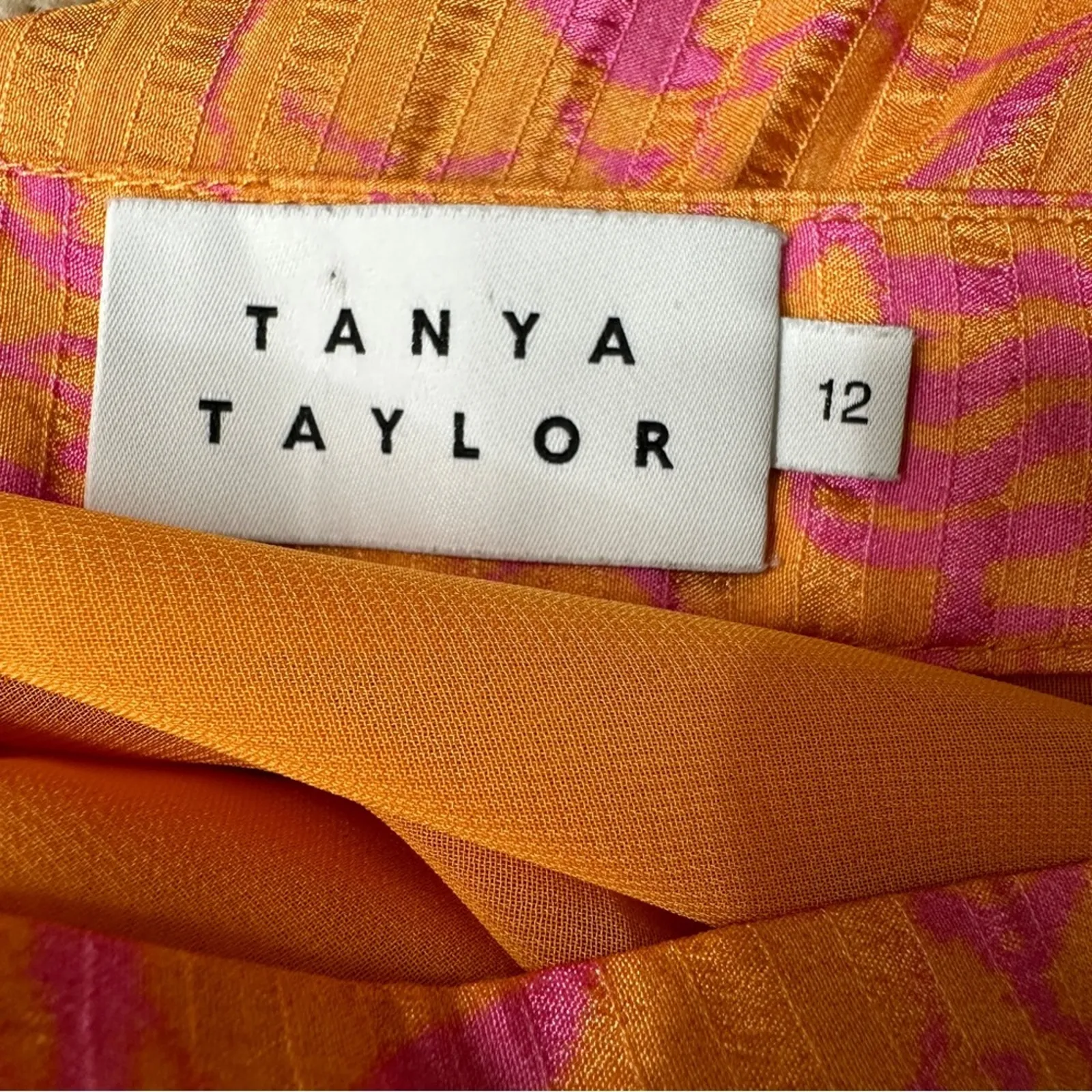 Tanya Taylor Jeana Floral Pleated Midi Skirt in Ikat‎ Flower Orange Sz 12 - Image 6