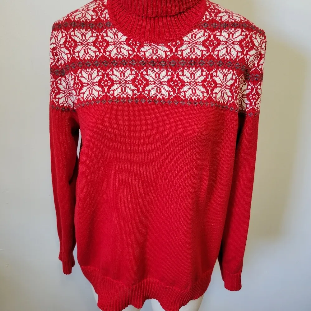 58. Breckenridge red fair isle turtleneck sweater size xl - Image 5