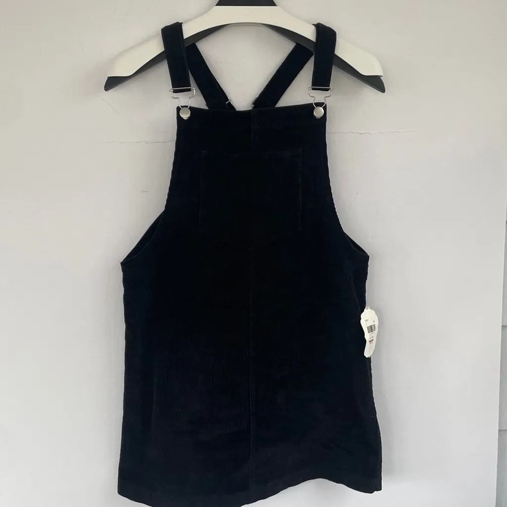 Altar'd State Black Pinafore Mini Dress Black Corduroy Overalls Medium Cotton - Image 7