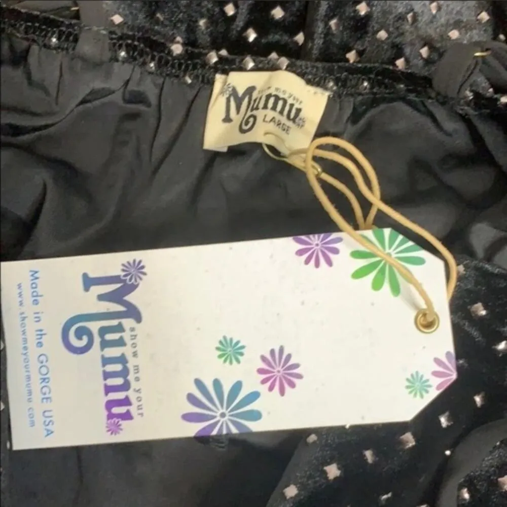 NWT show me your mumu studded dress Constance Sz L black silver - Image 6