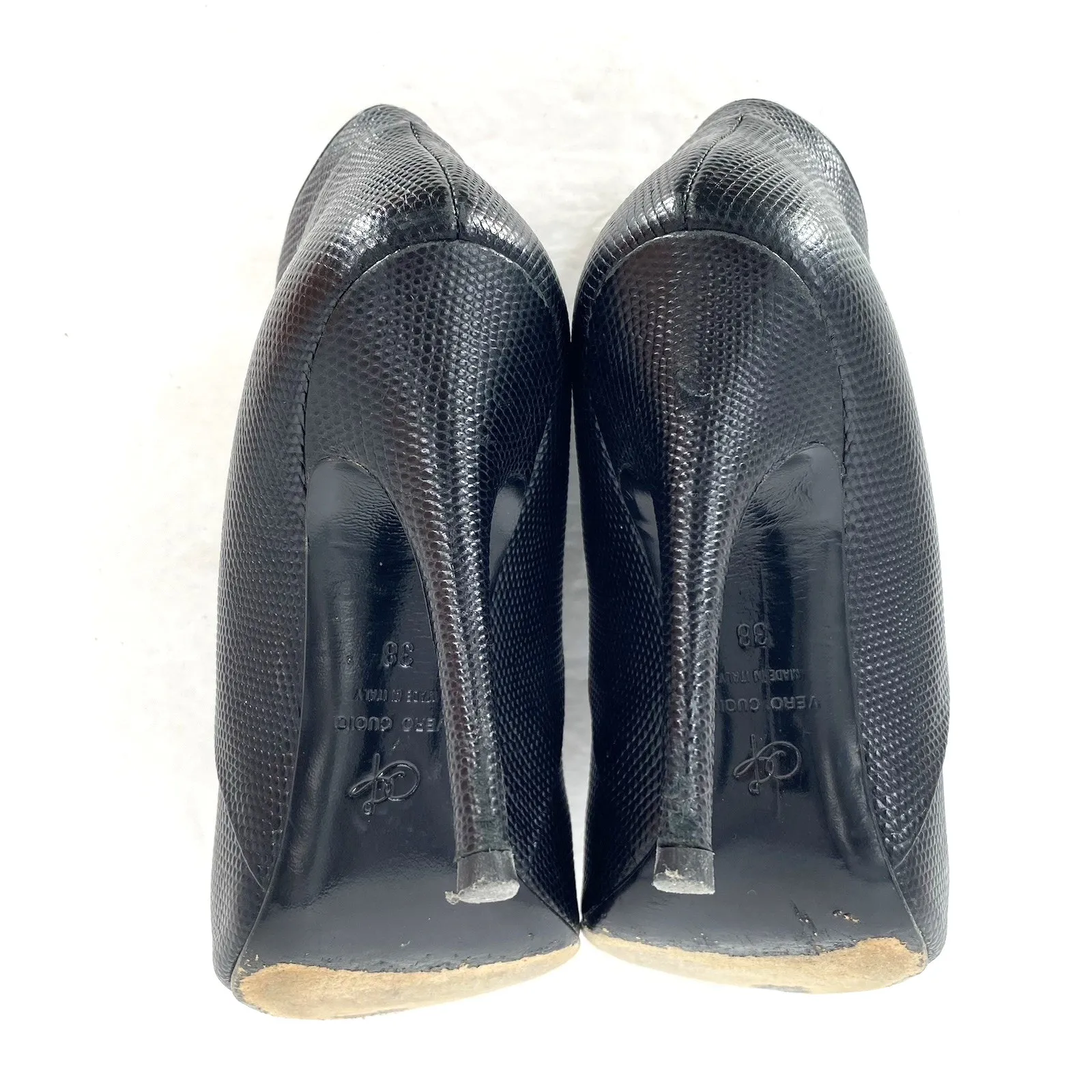 Proenza Shouler Embossed Black Leather V Cut Pump High Heel Booties Size 38 - Image 6