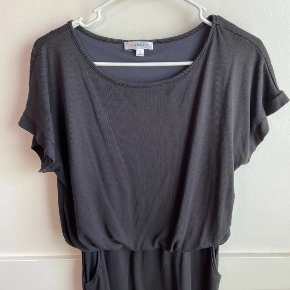 Downeast Soft Black Cinched Center Short Sleeve Dress With Pockets - Image 4