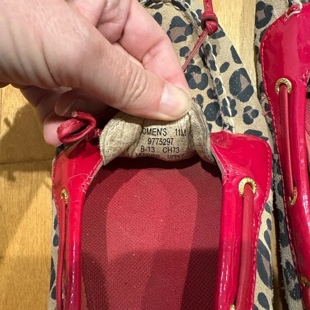 Sperry women’s leopard red patent leather loafers shoes sz 11 - Image 7