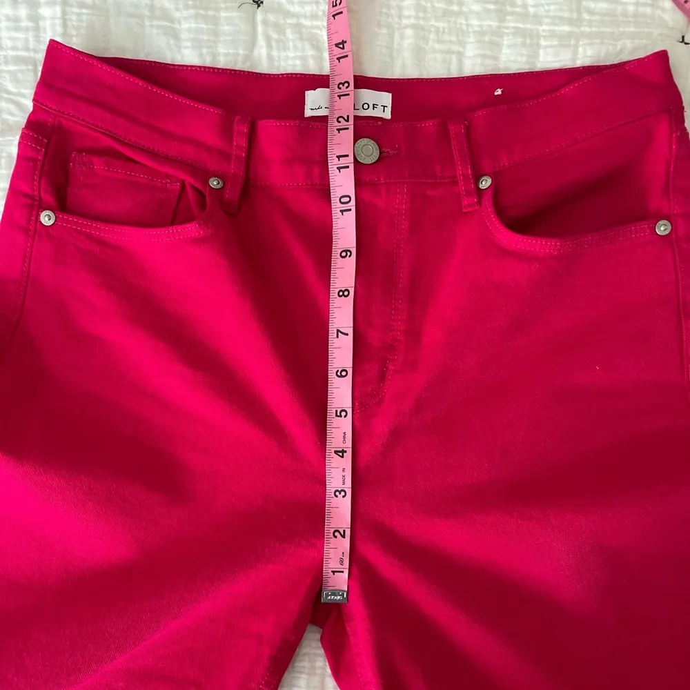 LOFT High Rise Wide Leg Jeans in Magenta Dark Pink Size 6/28 - Image 12