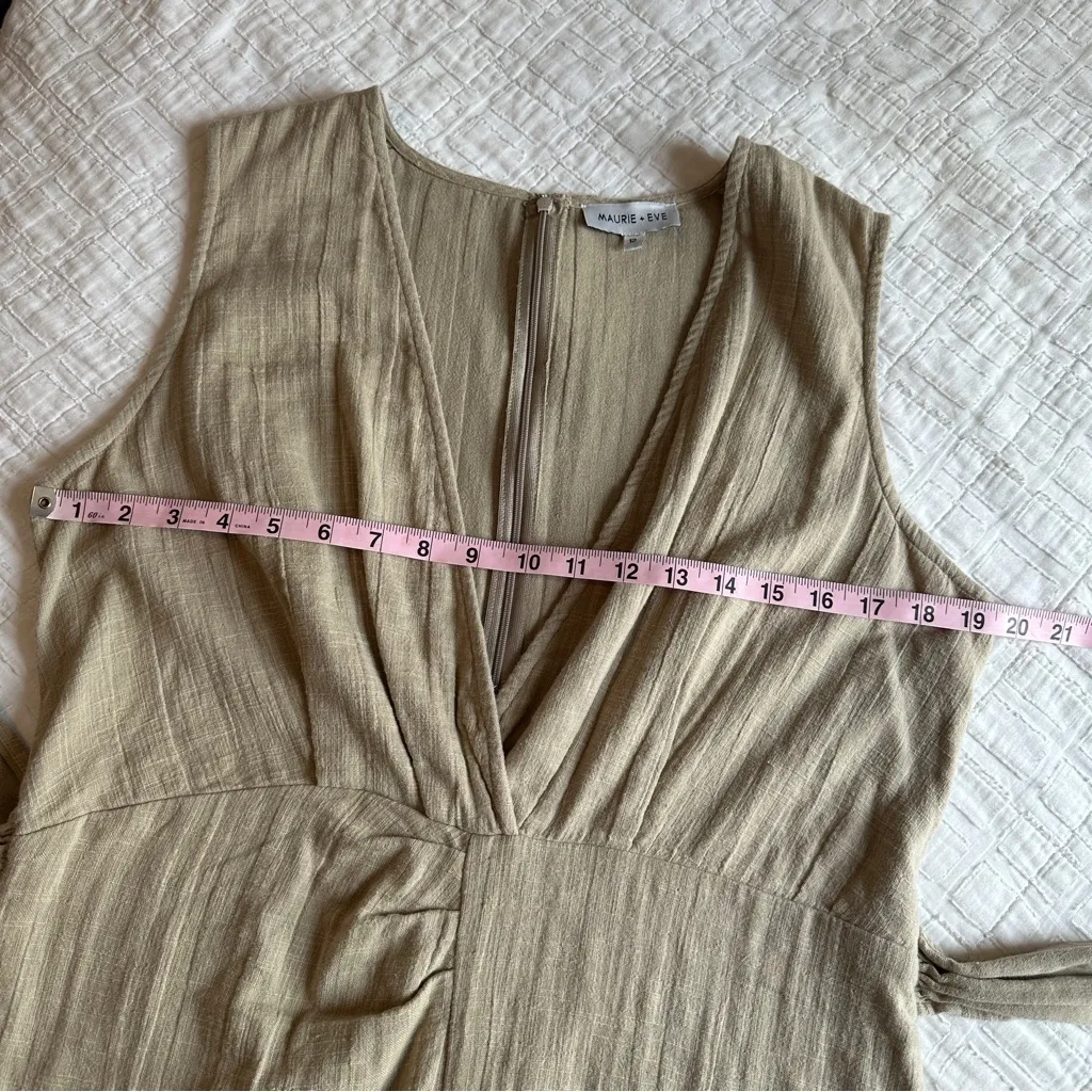 Maurie + Eve Fall in Love Dress Wrap Mini V Neck Sand Tan 12 Large - Image 9