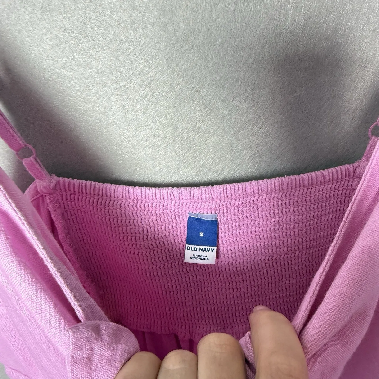 Old Navy Pink Linen Blend A-Line Sleeveless Tank Mini Dress Cottagecore Boho S - Image 6