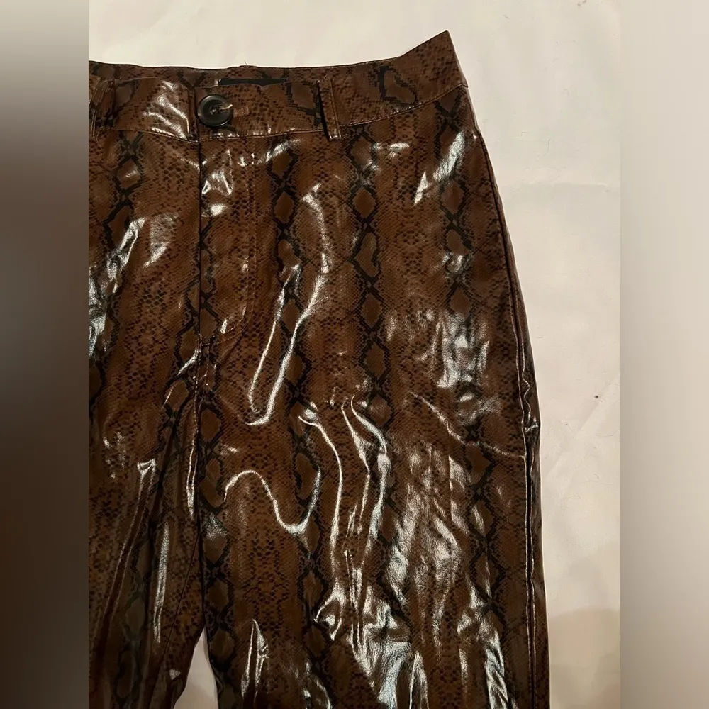 PrettyLittleThing Brown Faux Leather Snakeskin Straight Leg Pants 4 - Image 8
