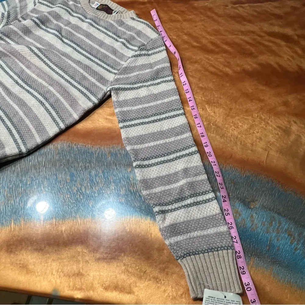 Vintage Jersild Viking Knits Wool blend striped crewneck sweater Made in USA Gray Size M - Image 11