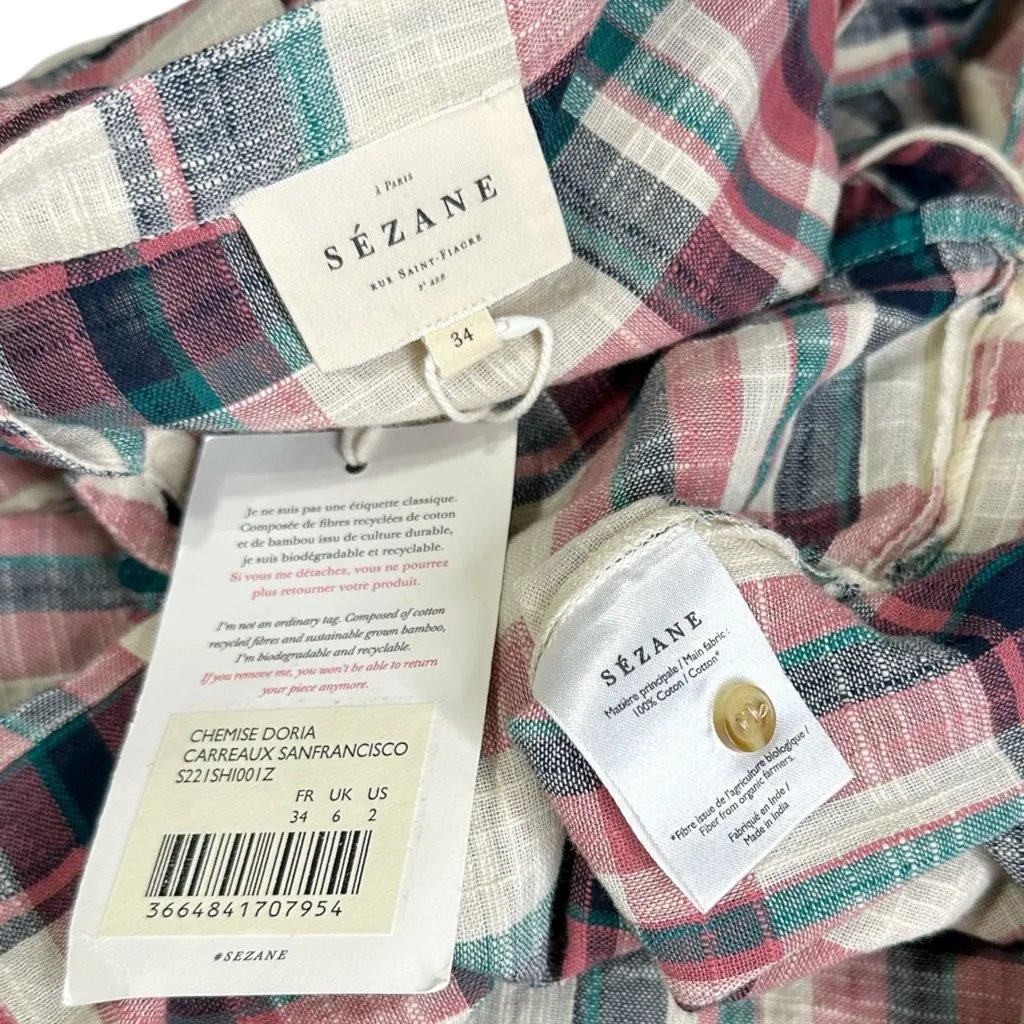 SÉZANE Doria Shirt, San Francisco Check, FR34/US2 - Image 12
