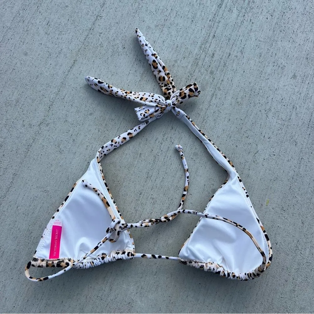 Victoria’s Secret Leopard Cheetah Triangle Halter Tie Bikini Top MEDIUM - Image 2
