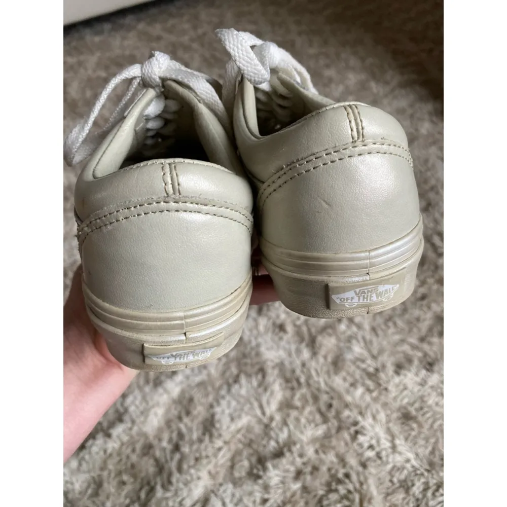 Vans Leather Low Top Sneakers Old Skool 90s Y2K Ivory VTG Skater Preppy Gen Z 6 - Image 6