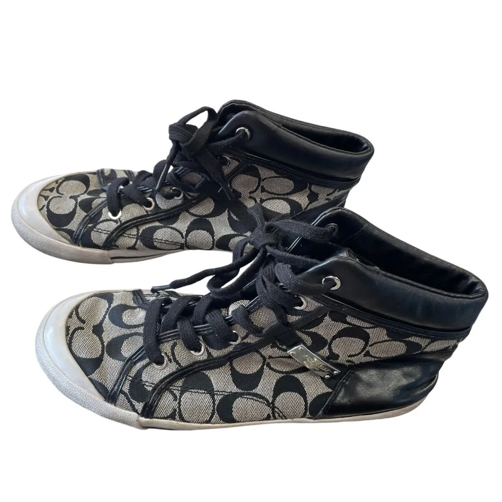 Coach Freesia Woman's Black Grey Signature HighTop Sneakers Size 8.5B SKU 9431 - Image 3