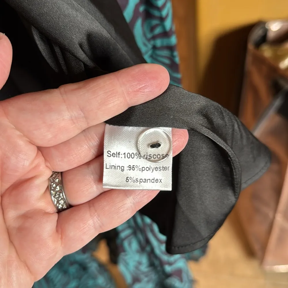 Karina Grimaldi Rhode Print Dress Teal & Purple Zebra Animal Print Size Medium - Image 9