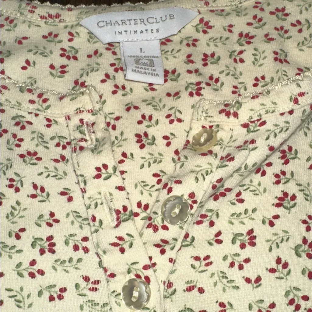 CHARTER CLUB vintage feminine dainty cotton shorts Pajamas Set Cream size large - Image 3