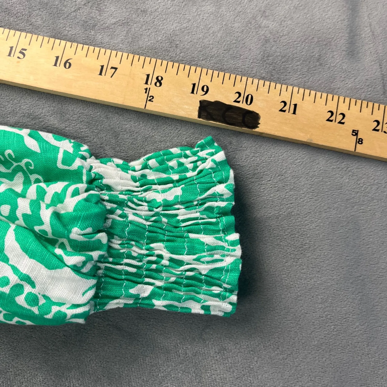 NWT ZARA Green White Paisley Print Lien Blend V Neck Long Sleeve Mini Dress Sz M - Image 8