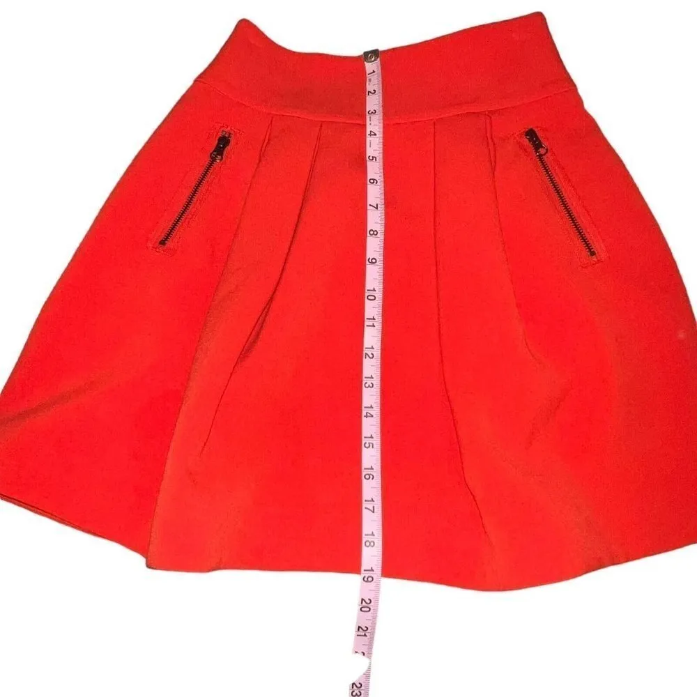 MAEVE BY ANTHROPOLOGIE RED SKATER FULL SKIRT MINI ZIPPERED POCKETS WOMEN SIZE 0‎ - Image 6