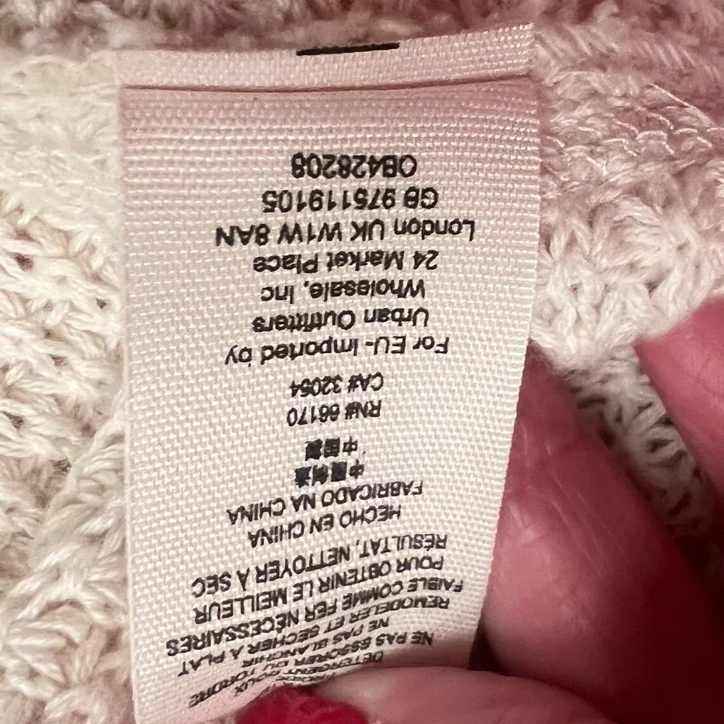 Free People Moonshine‎ Cold Shoulder Waffle Knit Cozy Sweater Top Cream Size XS - Image 14