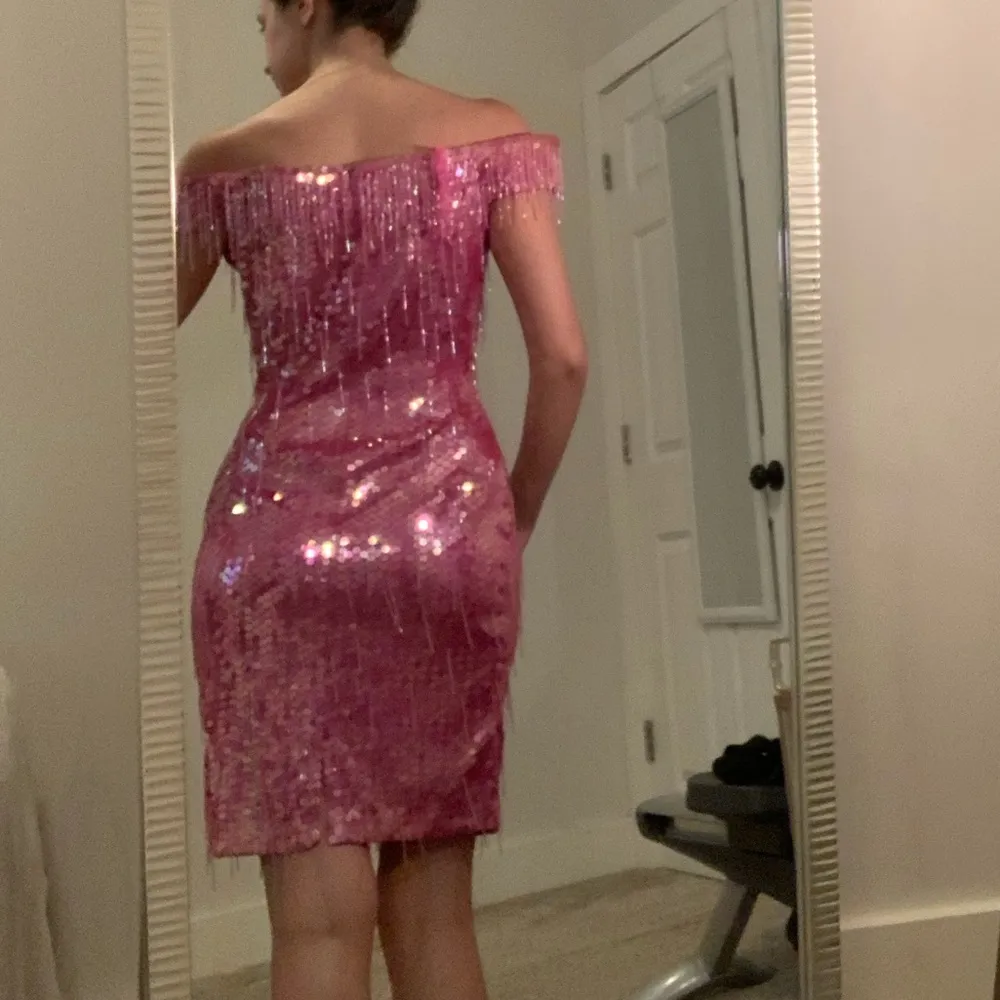 Full sequin off shoulder dress Pink - Image 3