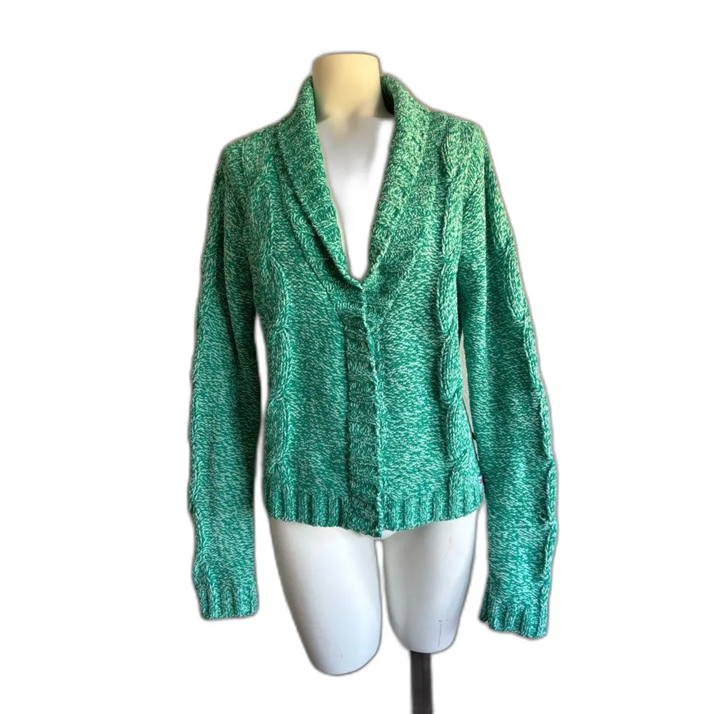 Mudd Green Cable Knit Soft Cardigan Sweater M - Image 3