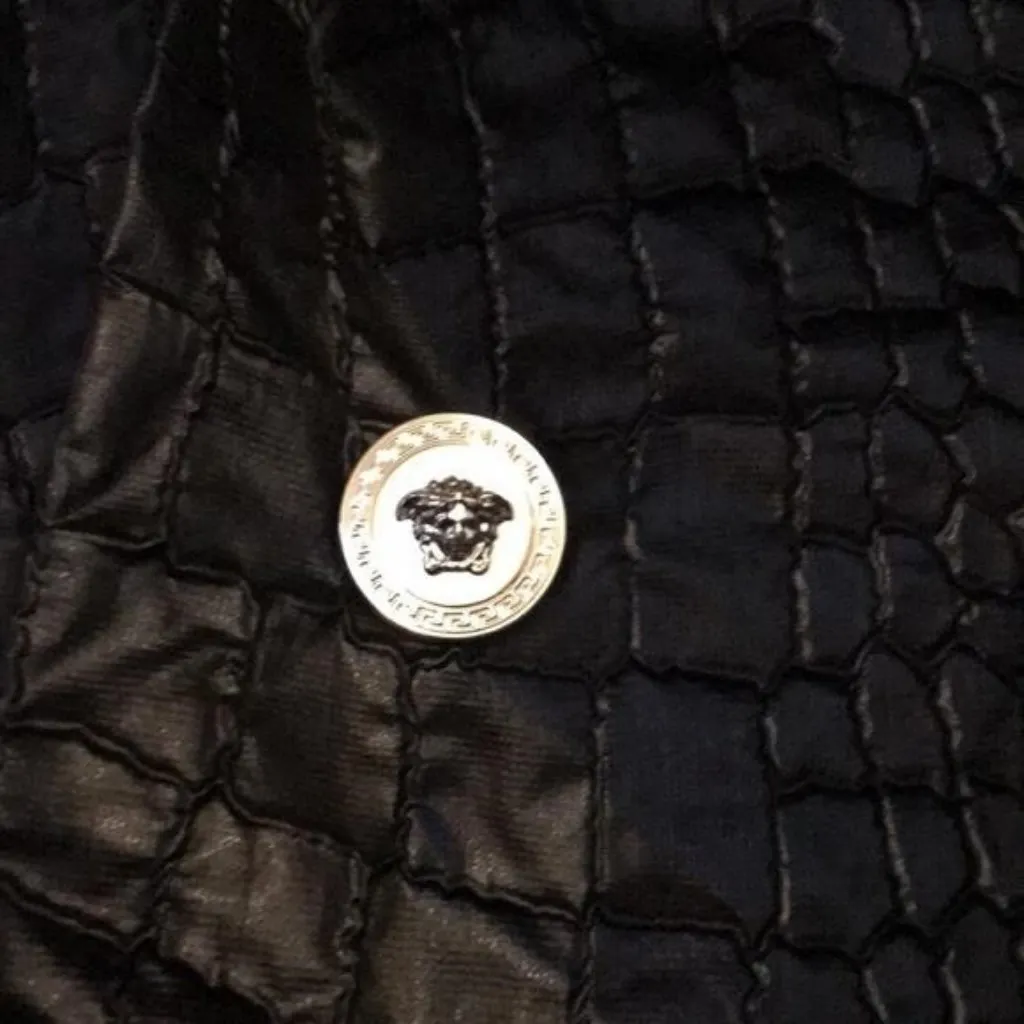 New Authentic Versace Croc-Textured Lacquered A-Line Trench Coat - Image 6