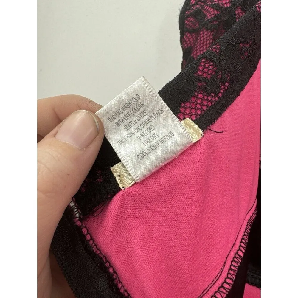 Studio Y Mini Dress Women M Pink Y2K Retro 2000s Baddie Bubble Hem Lace Babydoll - Image 4