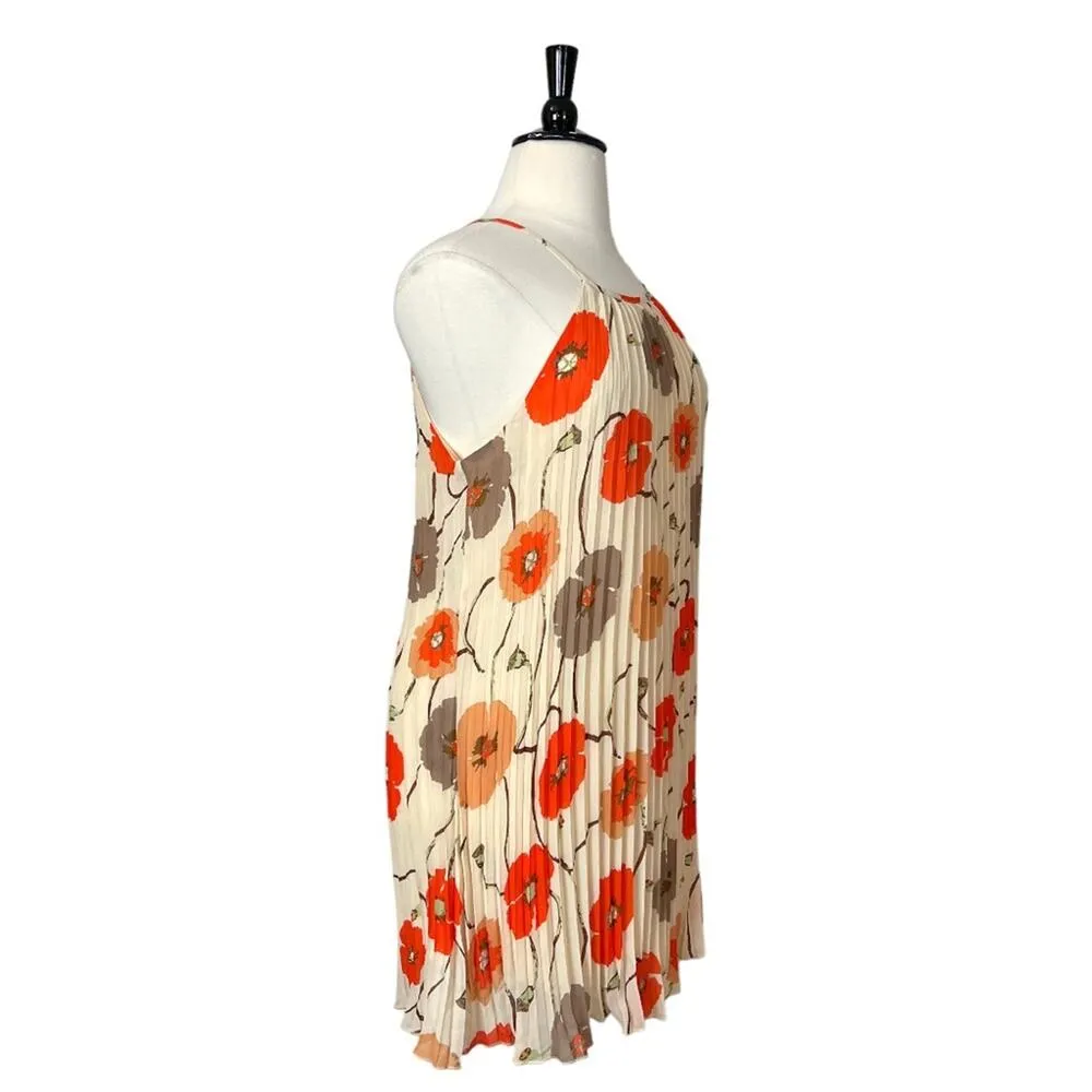 Ellames NEW Dress Pleated Shift Halter Neck Cream Orange Floral Women’s 2XL Plus Size 2X - Image 6