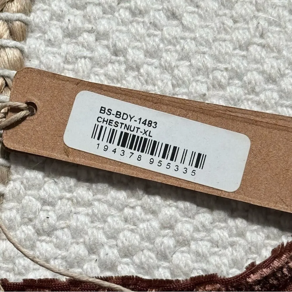 Skims Chestnut Brown Logo Allover Velvet Mesh Sleeveless Bodysuit Women’s XL - Image 7