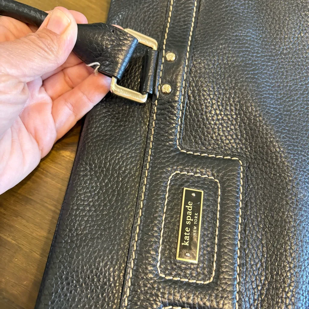 Kate Spade Blakely Andover Black Pebbled Leather Tote Shopper Travel Bag Large - Image 12