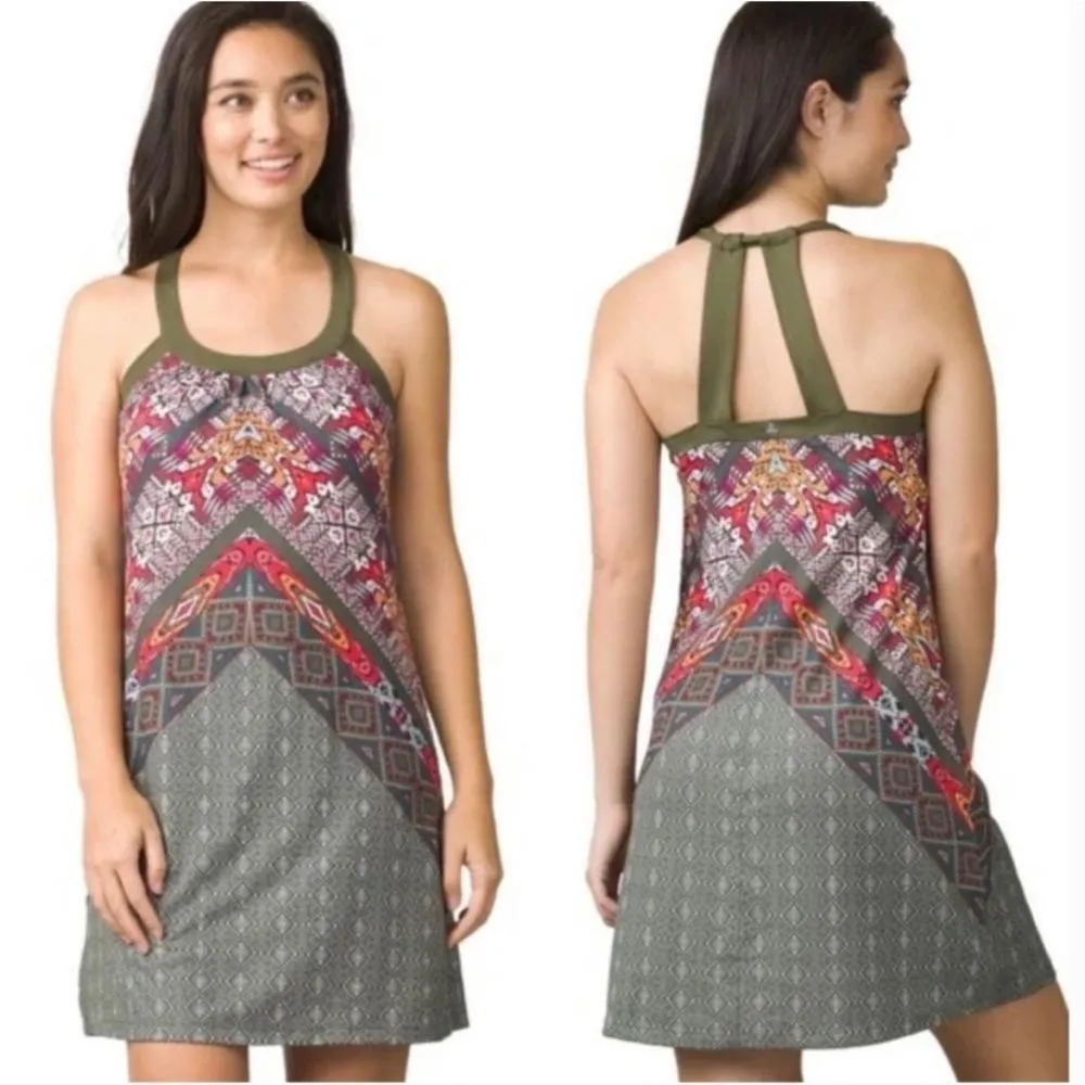 prAna Cantine Halter Active Dress Women's L Cargo Marrakesh Olive Green Sporty - Image 2