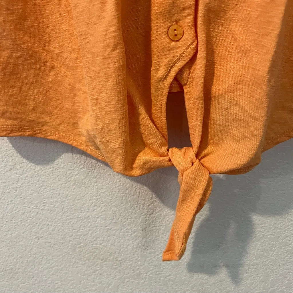 Cleo Petites Orange Short Sleeve Button Down Dolman Tie Front Shirt Size M‎ Size M - Image 4