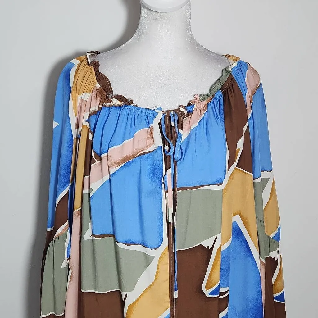 Blu Pepper Perch by  Flowy Peasant Blouse with Full Sleeves Size 2X - Image 4