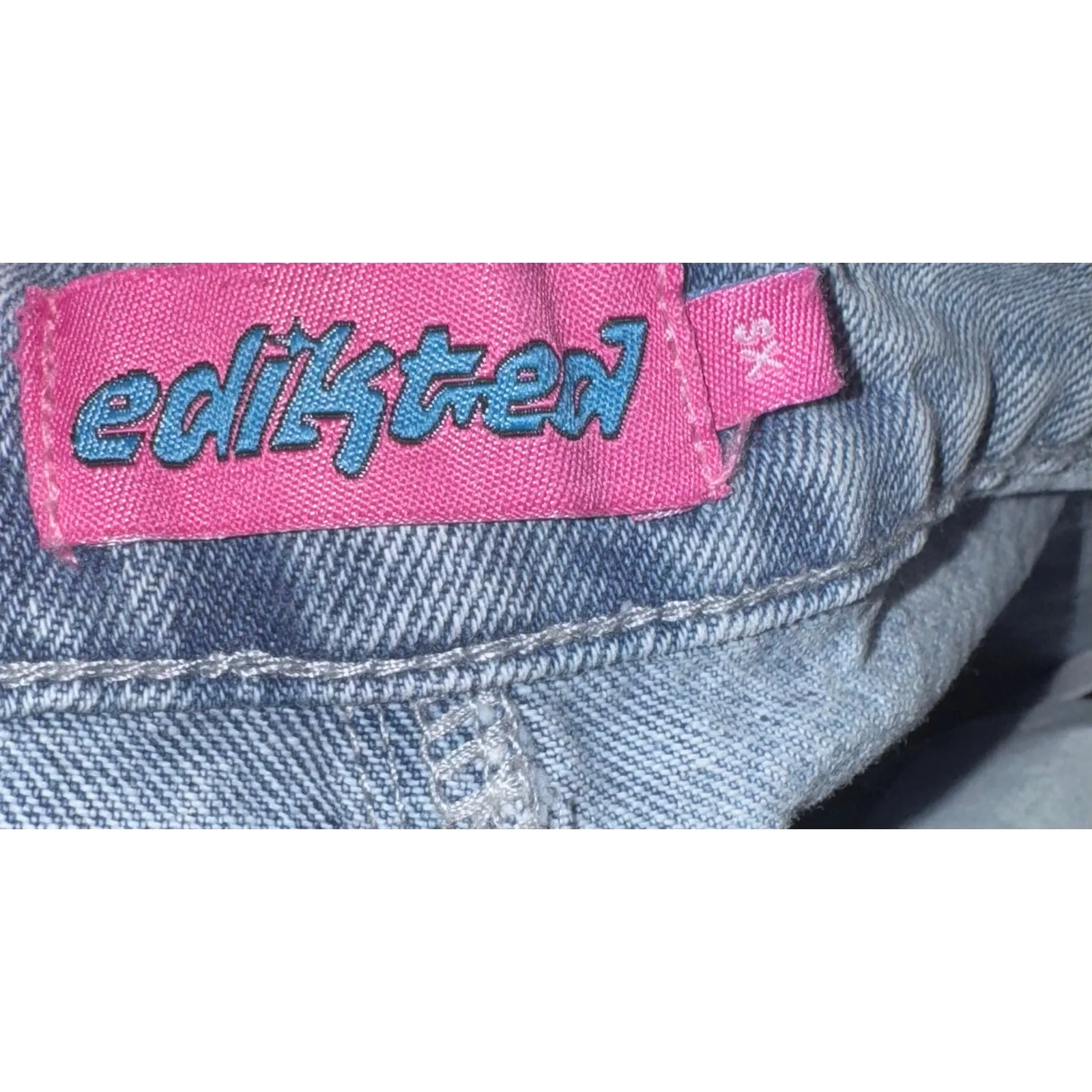 Edikted Wide Leg Jeans Women XS Destroyed Light Wash Streetwear Skater Y2K Style - Image 7