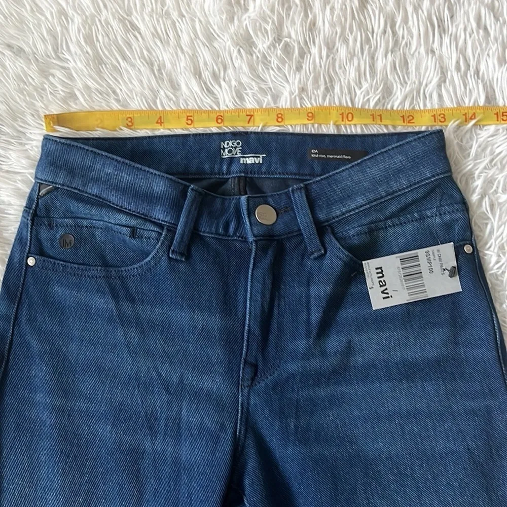 New Mavi Indigo Move Ida Mid rise Mermaid flare jeans in indigo size 27 Black - Image 4