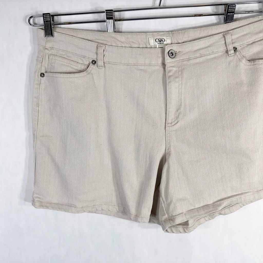 Cato Plus Size 20W Denim Shorts Cream White Jean High Rise 5 Inch‎ Womens 1325 - Image 3