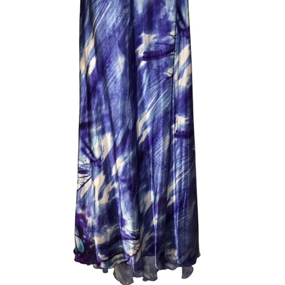 TABOO BLUE MULTI PATTERN EMBELLISHED WAIST MAXI DRESS 9/10 - Image 3