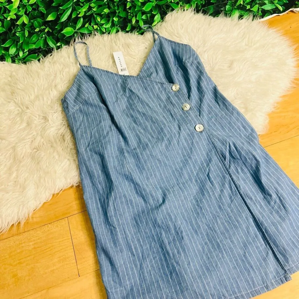 TOPSHOP Pinstripe Denim Wrap Dress 12 - Image 5