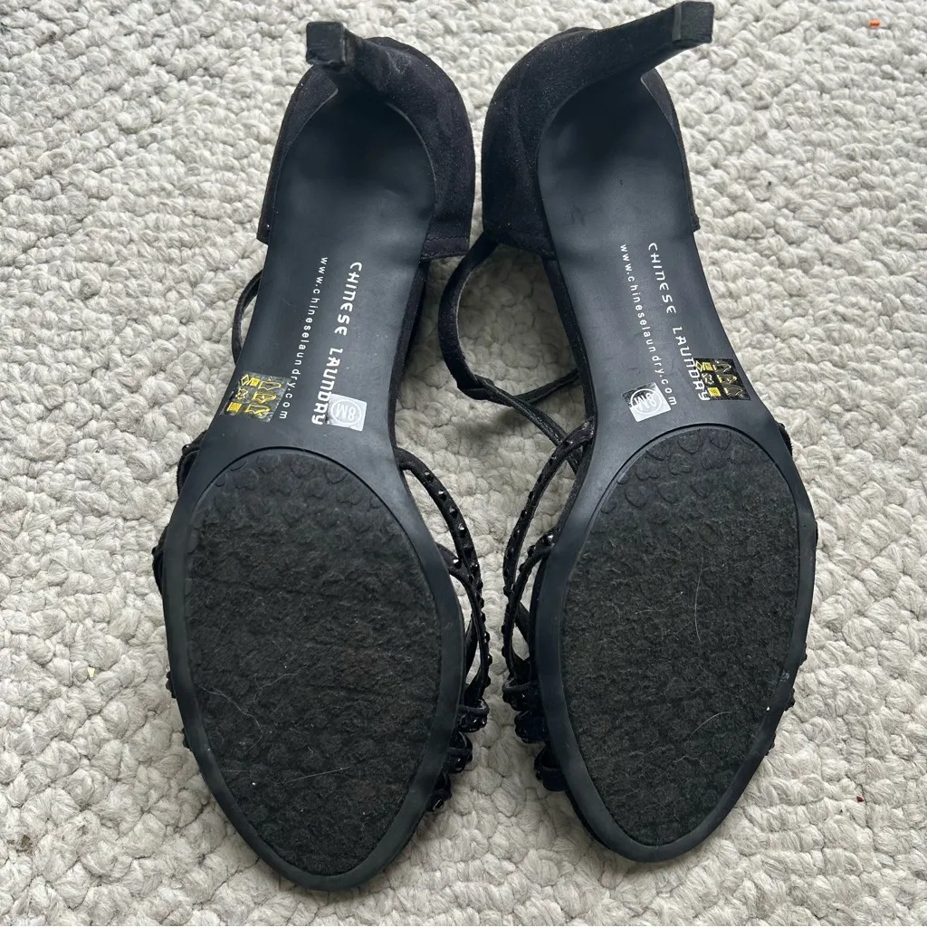 Chinese Laundry Black Embellished Strappy Heels Women Size 8 Pumps Dressy Formal - Image 4