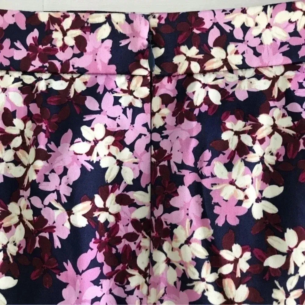J. Crew | The Pencil Skirt Navy Pink Purple Floral Cotton Pencil Skirt Size 8 - Image 5
